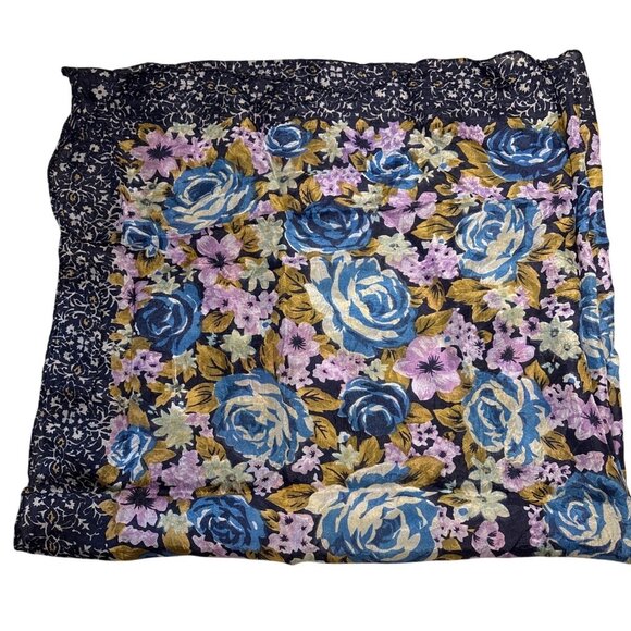 Vitg Floral Navy Blue & Multicolor Square Scarf 32 Inches Lightweight - Picture 1 of 5